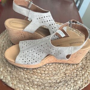 Rockport Beige Wedge Sandals